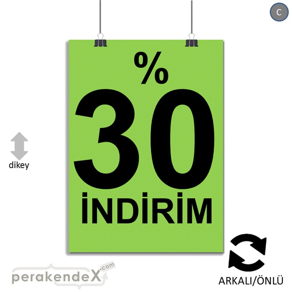 yüzde 30 indirim POSTERİ -dikdörtgen,çift yön baskı