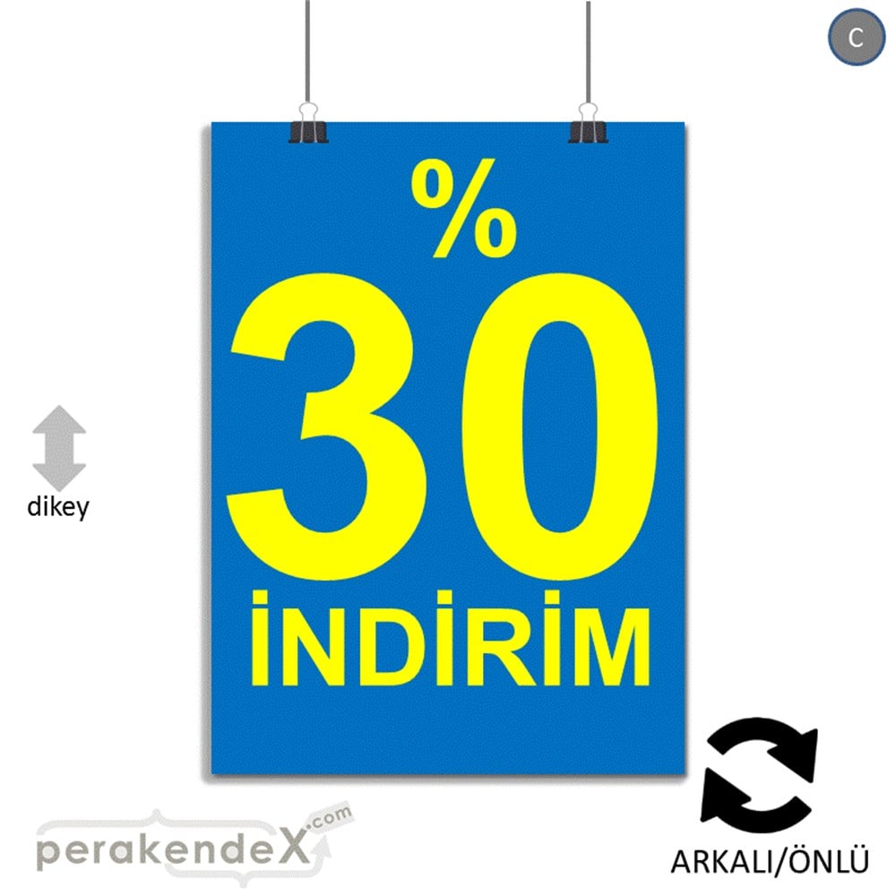 yüzde 30 indirim POSTERİ -dikdörtgen,çift yön baskı