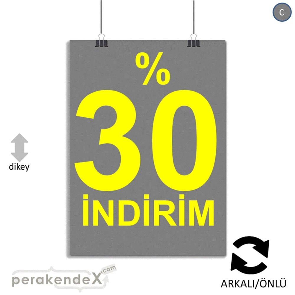 yüzde 30 indirim POSTERİ -dikdörtgen,çift yön baskı