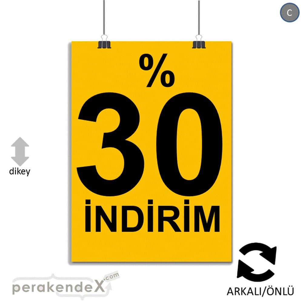 yüzde 30 indirim POSTERİ -dikdörtgen,çift yön baskı