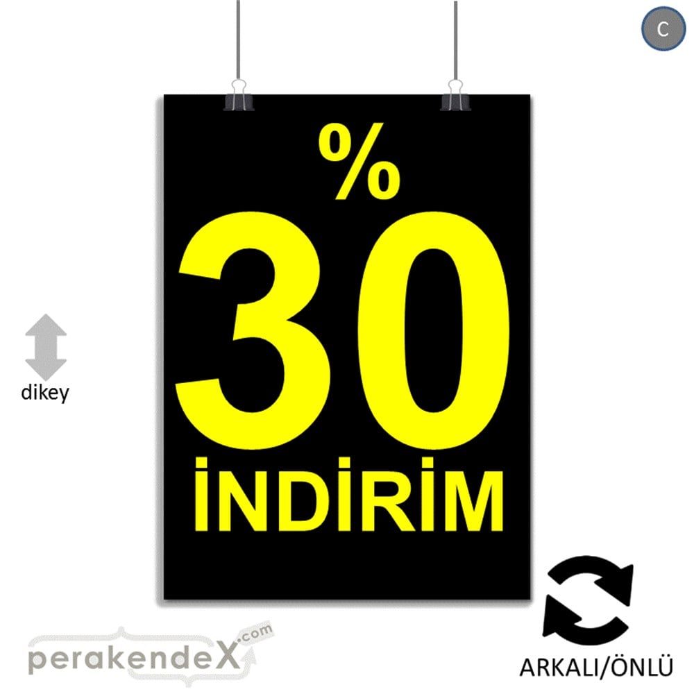yüzde 30 indirim POSTERİ -dikdörtgen,çift yön baskı