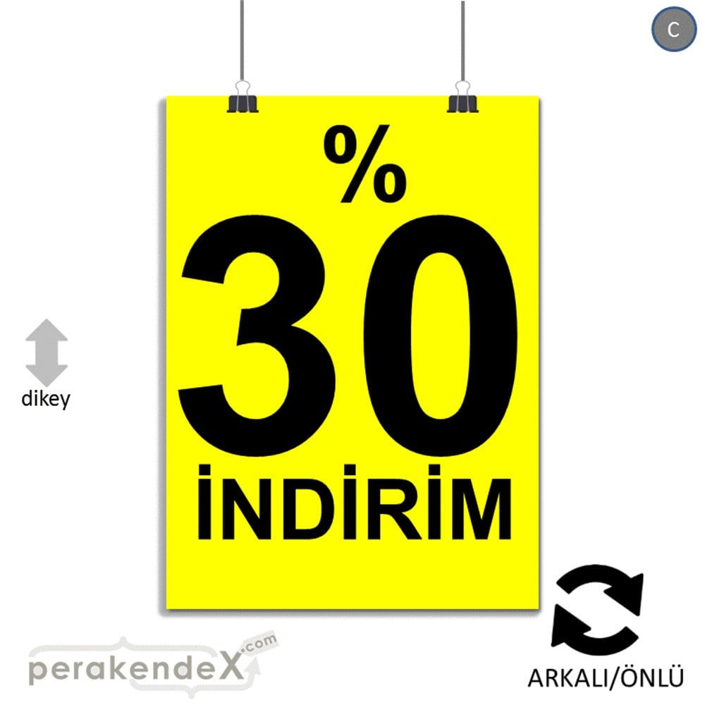 yüzde 30 indirim POSTERİ -dikdörtgen,çift yön baskı