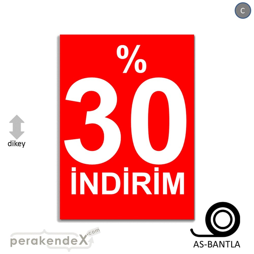 yüzde 30 indirim POSTERİ -dikdörtgen,tek yön baskı