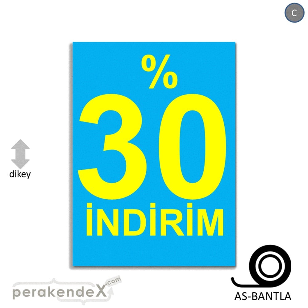 yüzde 30 indirim POSTERİ -dikdörtgen,tek yön baskı