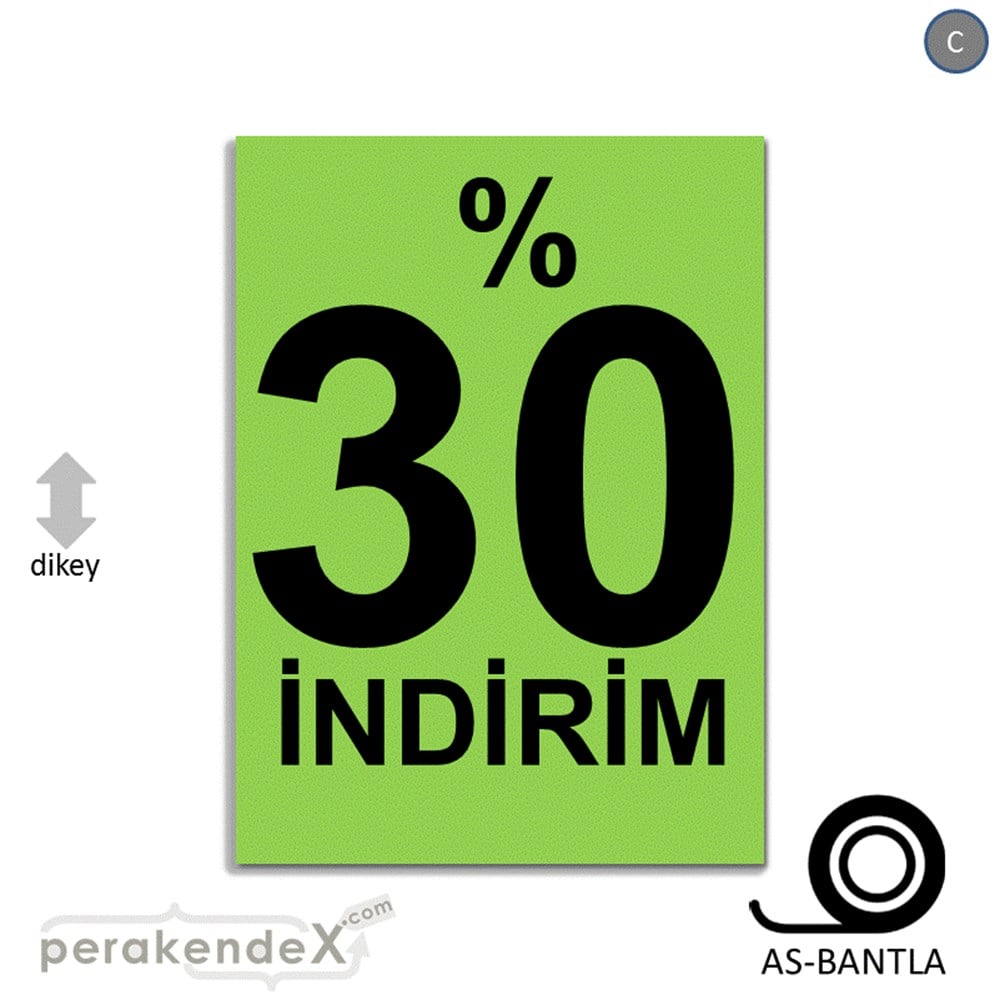 yüzde 30 indirim POSTERİ -dikdörtgen,tek yön baskı