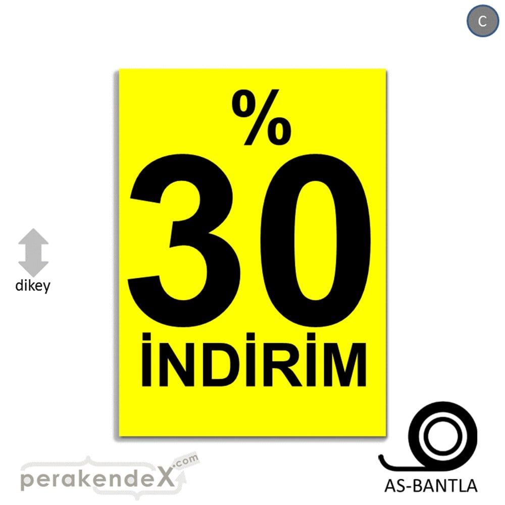 yüzde 30 indirim POSTERİ -dikdörtgen,tek yön baskı