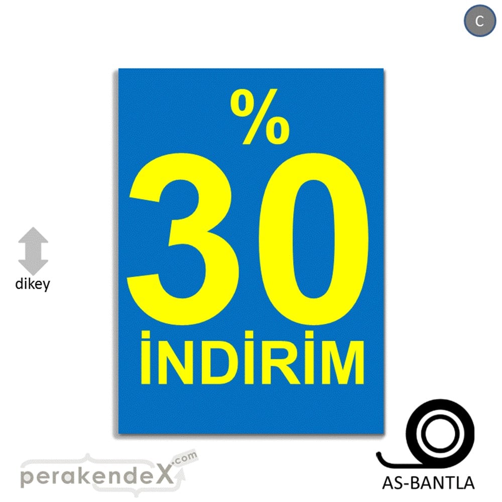 yüzde 30 indirim POSTERİ -dikdörtgen,tek yön baskı