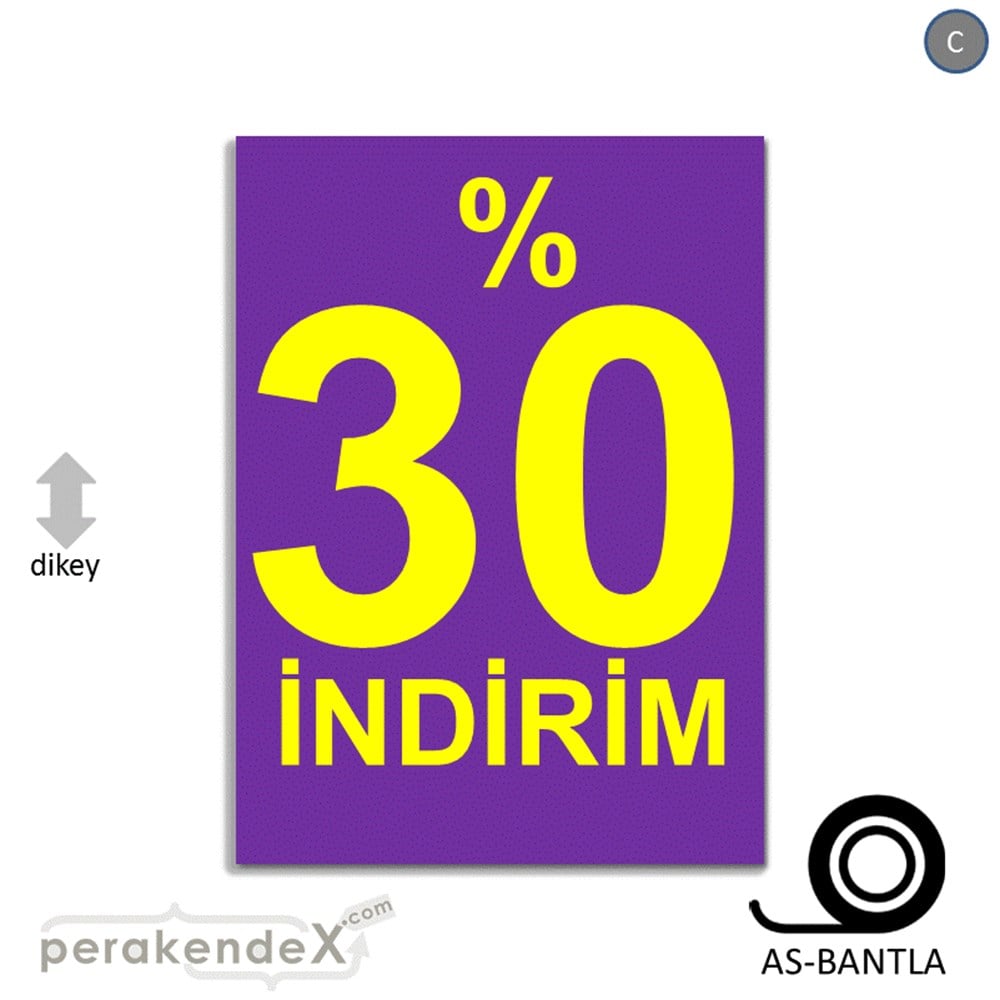 yüzde 30 indirim POSTERİ -dikdörtgen,tek yön baskı