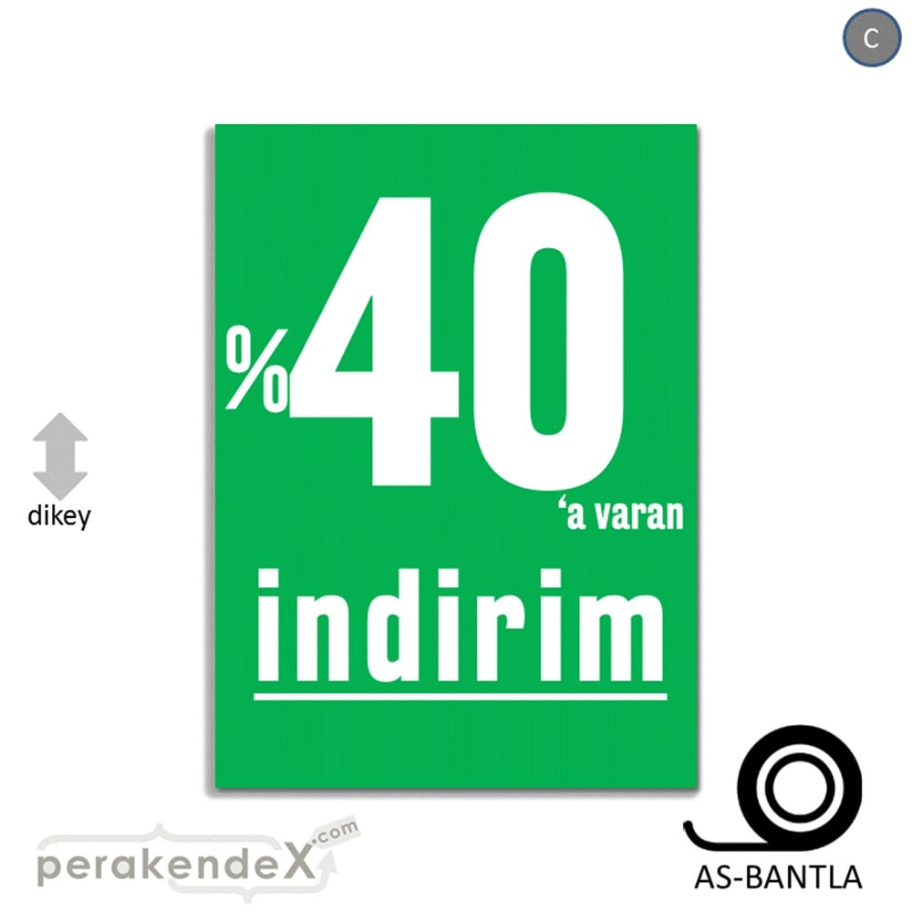 yüzde 40 a varan indirim POSTERİ -dikdörtgen,tek yön baskı
