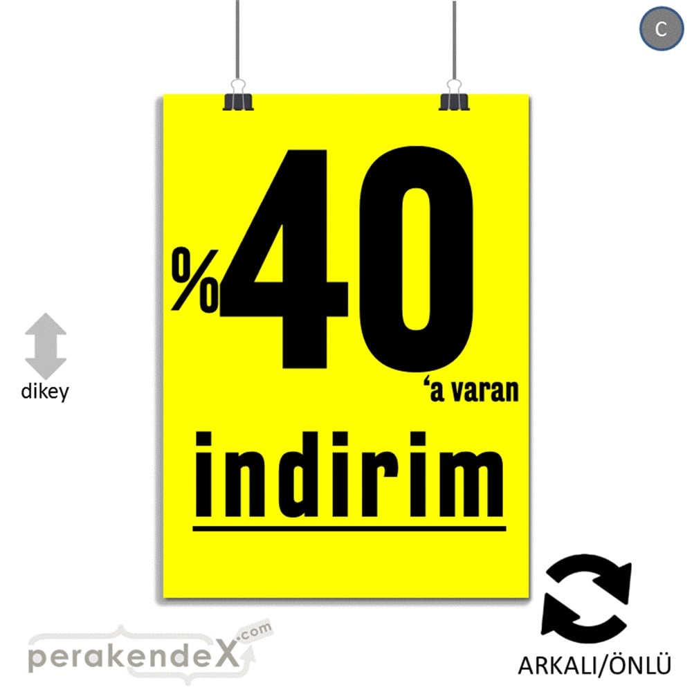 yüzde 40 a varan indirim POSTERİ -dikdörtgen,çift yön baskı