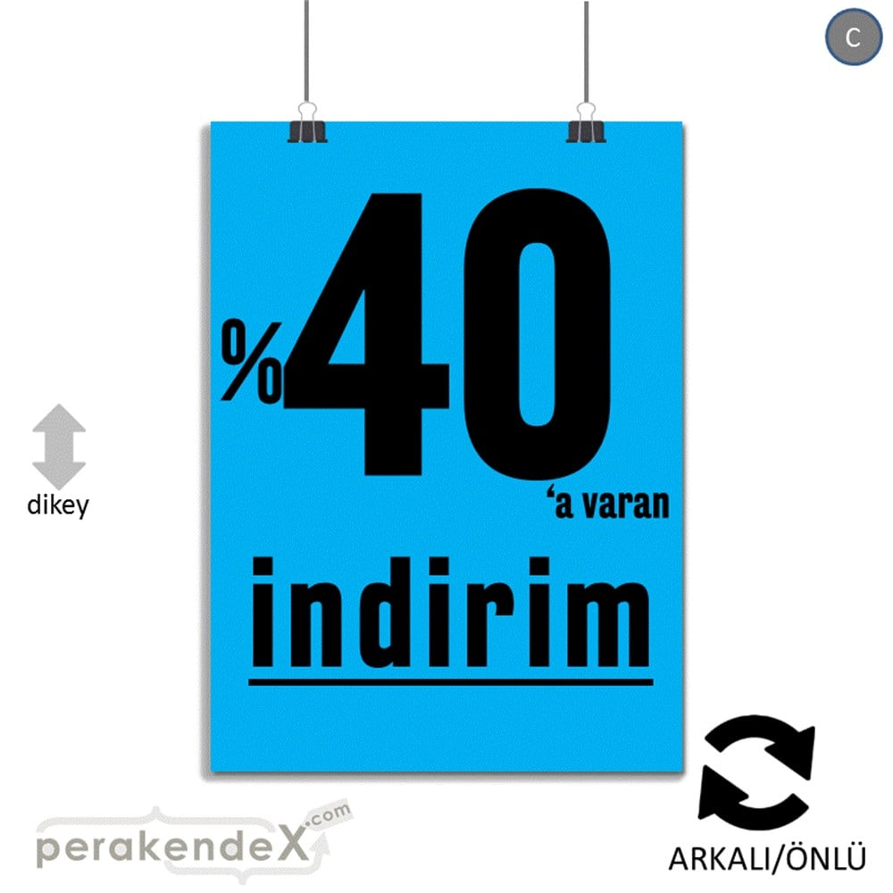 yüzde 40 a varan indirim POSTERİ -dikdörtgen,çift yön baskı