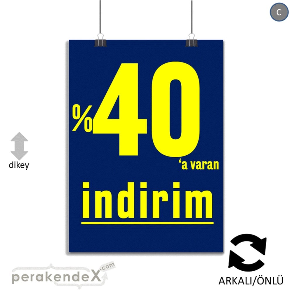 yüzde 40 a varan indirim POSTERİ -dikdörtgen,çift yön baskı