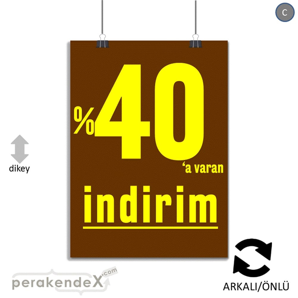 yüzde 40 a varan indirim POSTERİ -dikdörtgen,çift yön baskı
