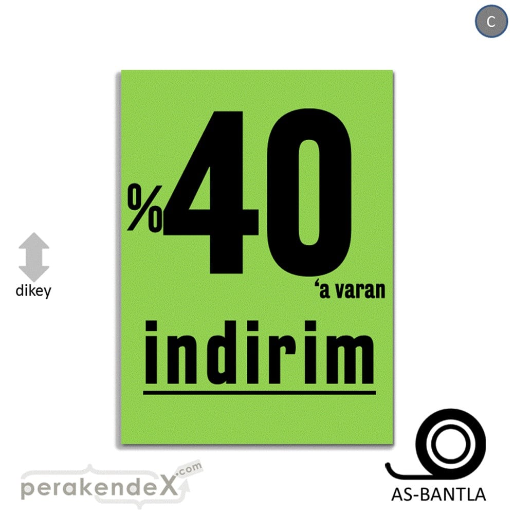 yüzde 40 a varan indirim POSTERİ -dikdörtgen,tek yön baskı