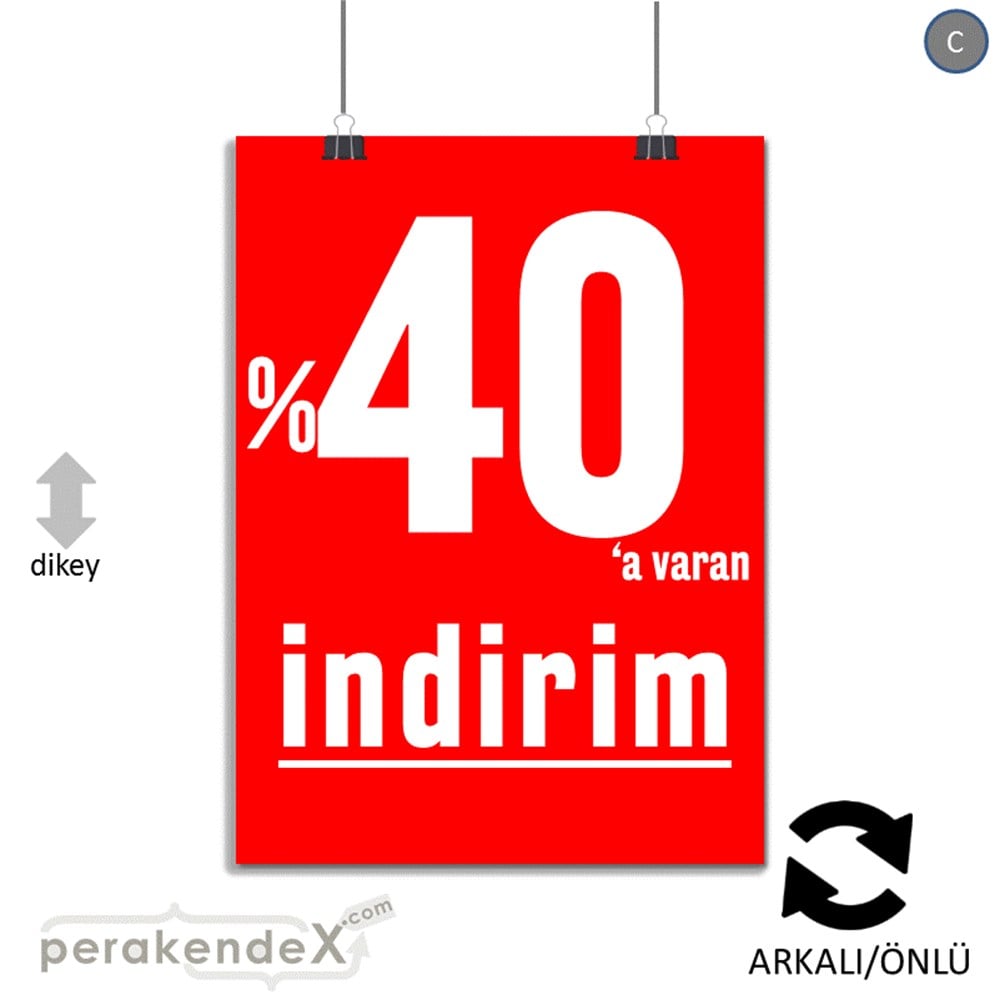 yüzde 40 a varan indirim POSTERİ -dikdörtgen,çift yön baskı