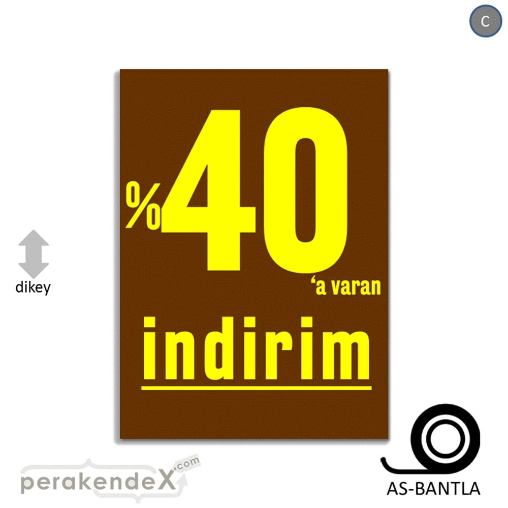 yüzde 40 a varan indirim POSTERİ -dikdörtgen,tek yön baskı