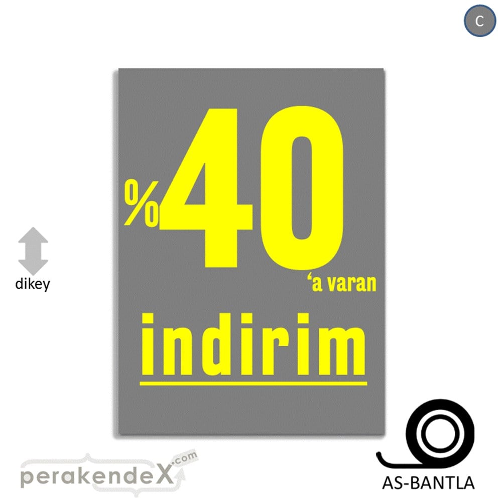 yüzde 40 a varan indirim POSTERİ -dikdörtgen,tek yön baskı