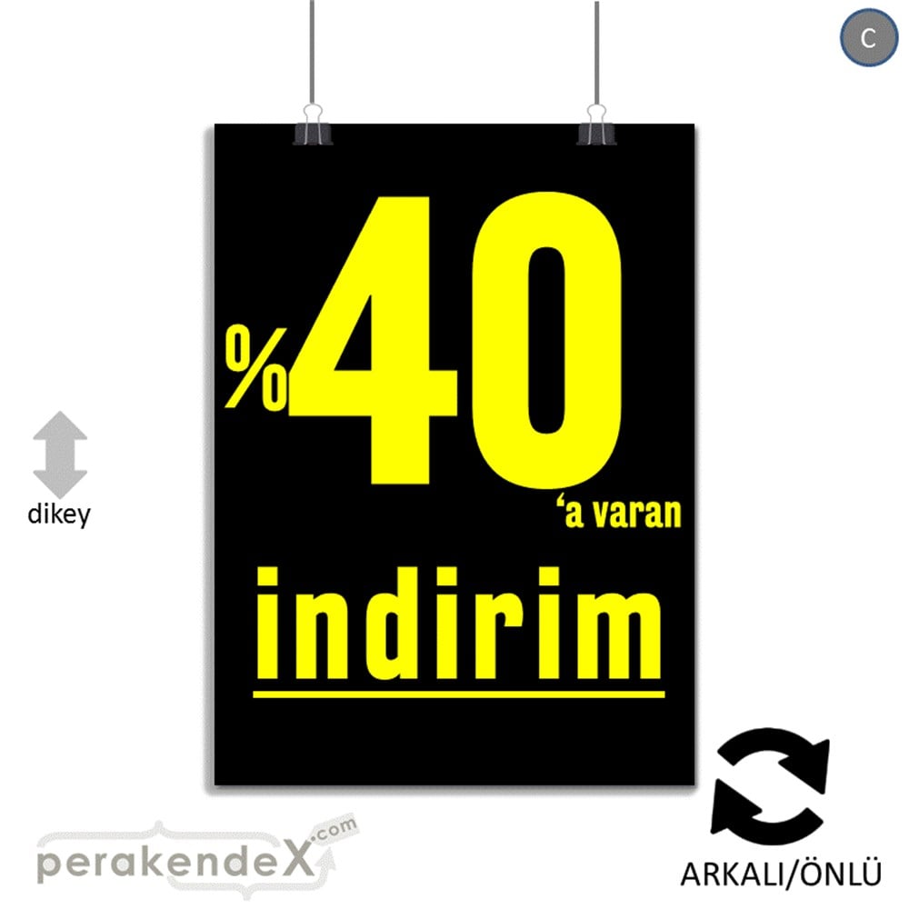 yüzde 40 a varan indirim POSTERİ -dikdörtgen,çift yön baskı
