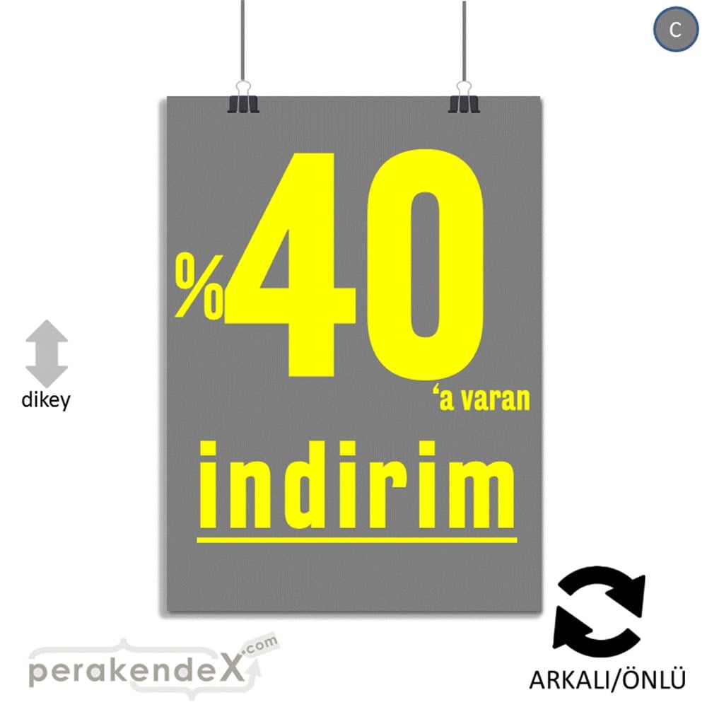yüzde 40 a varan indirim POSTERİ -dikdörtgen,çift yön baskı
