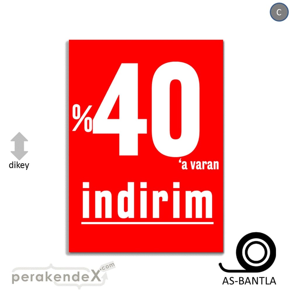 yüzde 40 a varan indirim POSTERİ -dikdörtgen,tek yön baskı