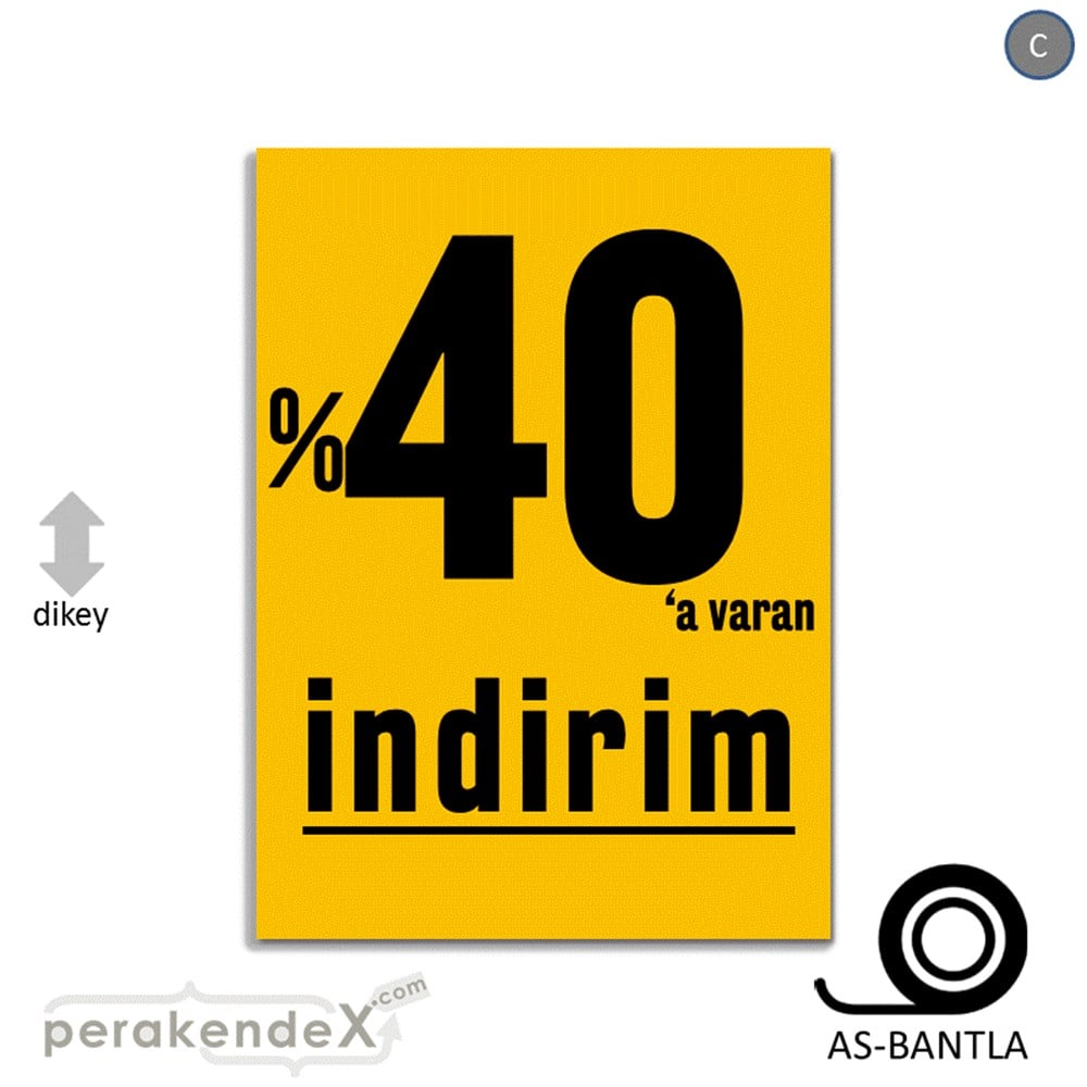 yüzde 40 a varan indirim POSTERİ -dikdörtgen,tek yön baskı
