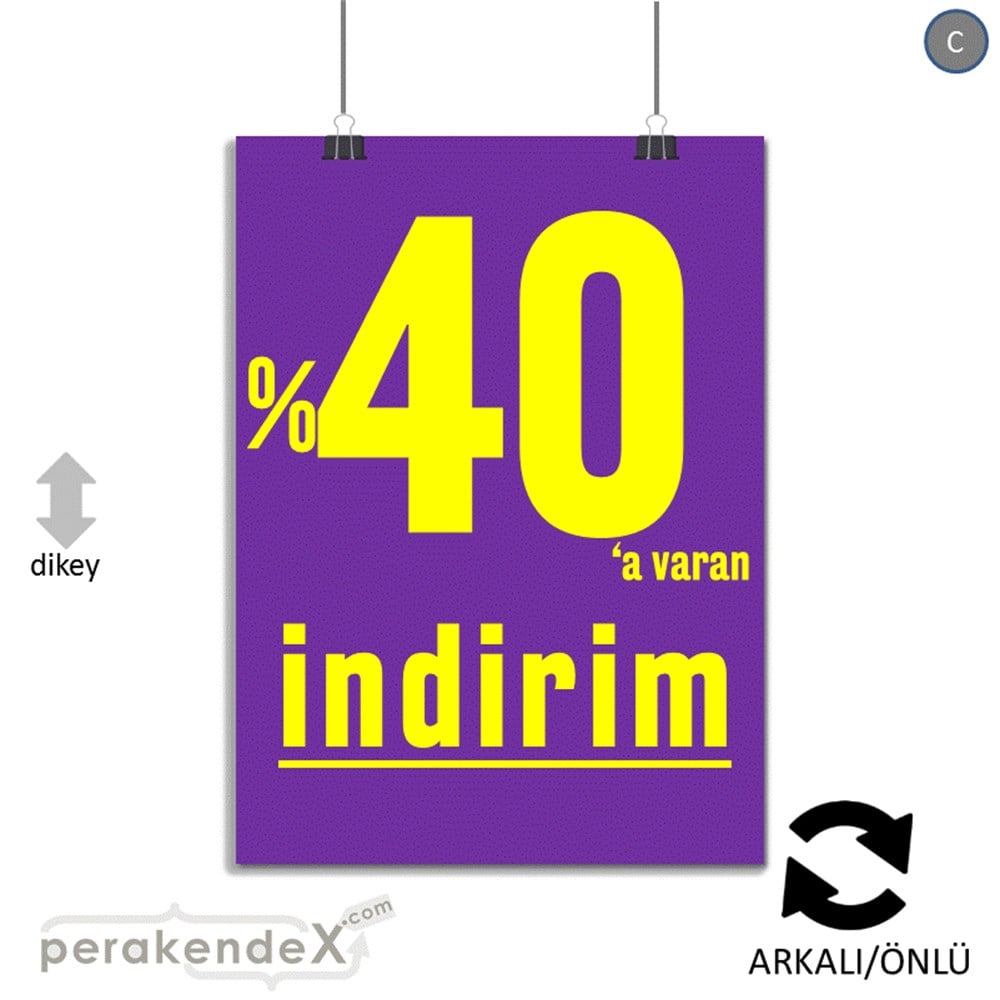 yüzde 40 a varan indirim POSTERİ -dikdörtgen,çift yön baskı