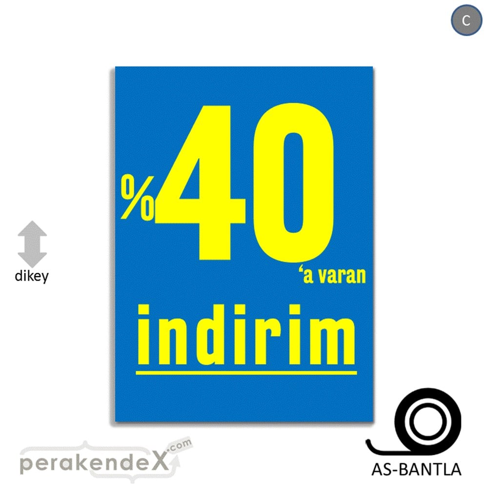 yüzde 40 a varan indirim POSTERİ -dikdörtgen,tek yön baskı