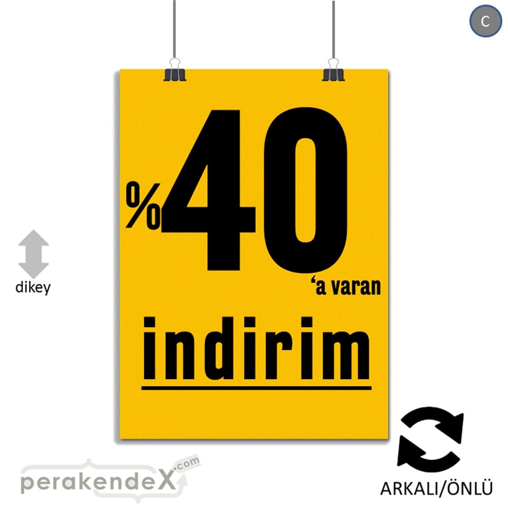 yüzde 40 a varan indirim POSTERİ -dikdörtgen,çift yön baskı