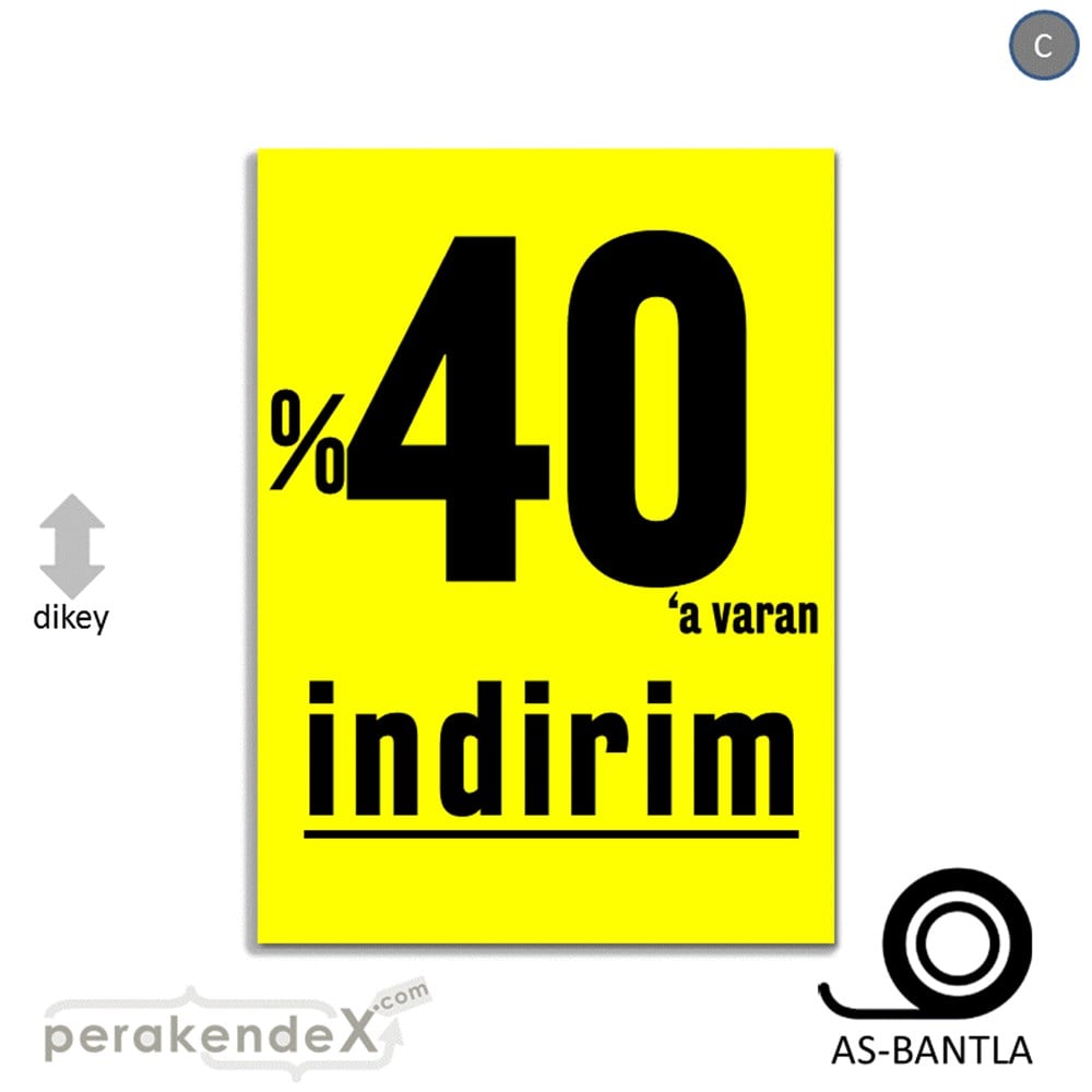 yüzde 40 a varan indirim POSTERİ -dikdörtgen,tek yön baskı