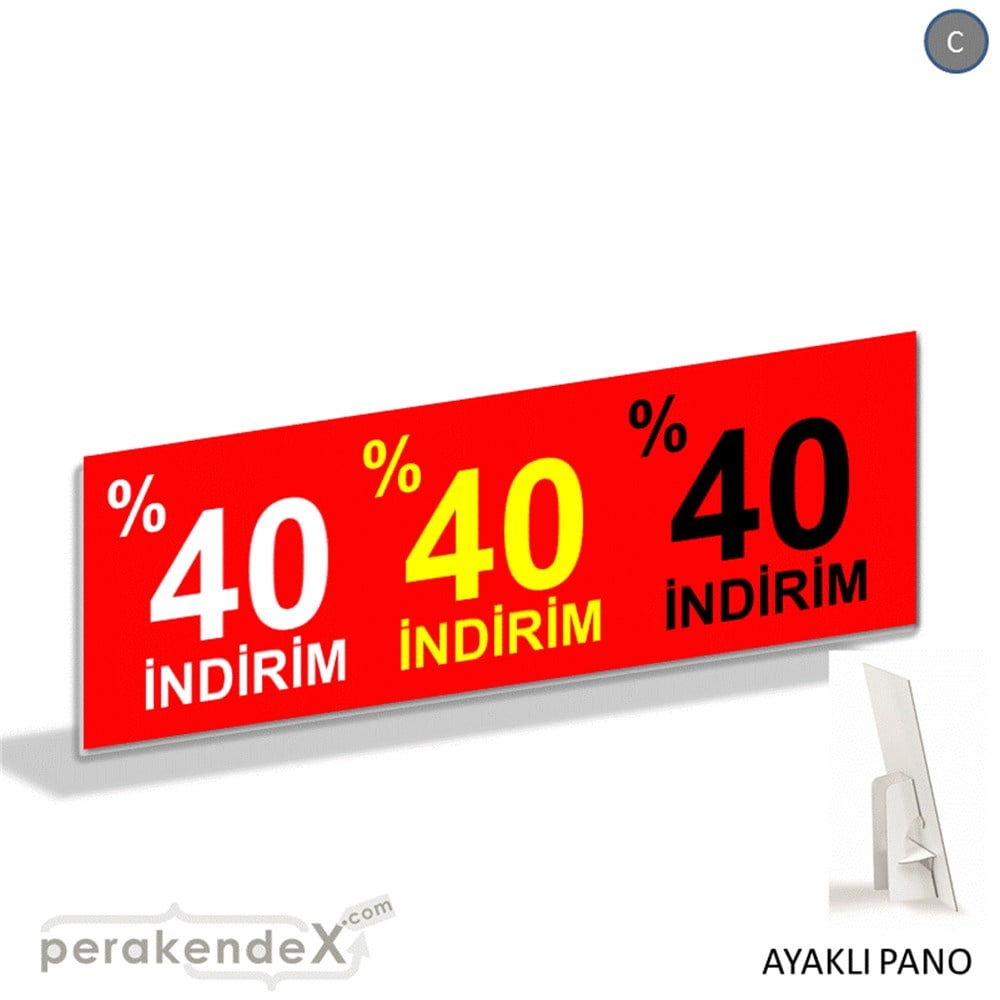 yüzde 40 indirim AYAKLI REKLAM BANNER -dikdörtgen,tek yön baskı