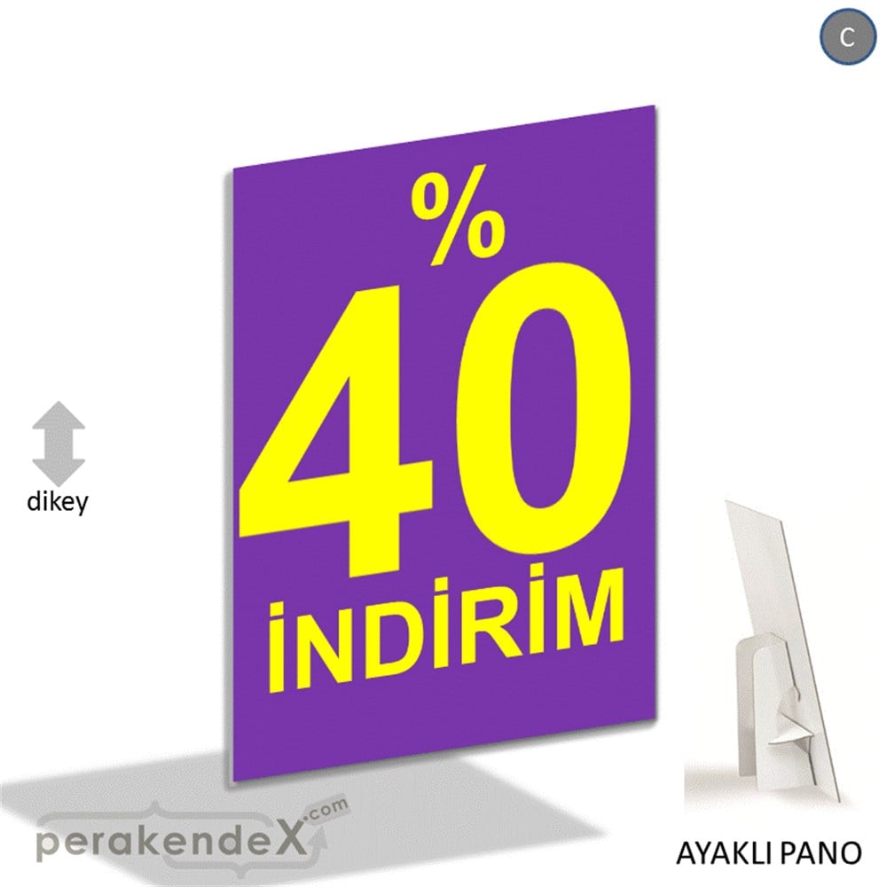 yüzde 40 indirim AYAKLI REKLAM PANOSU -dikdörtgen,tek yön baskı