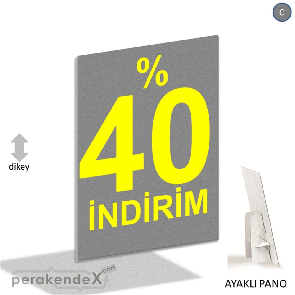 yüzde 40 indirim AYAKLI REKLAM PANOSU -dikdörtgen,tek yön baskı