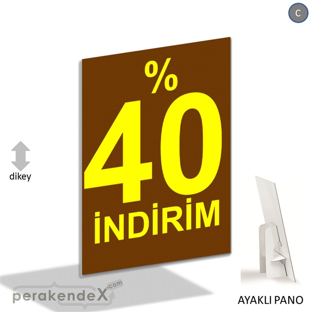 yüzde 40 indirim AYAKLI REKLAM PANOSU -dikdörtgen,tek yön baskı