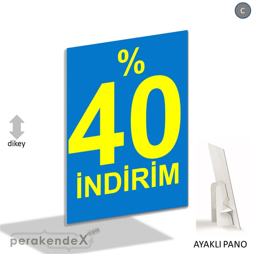 yüzde 40 indirim AYAKLI REKLAM PANOSU -dikdörtgen,tek yön baskı