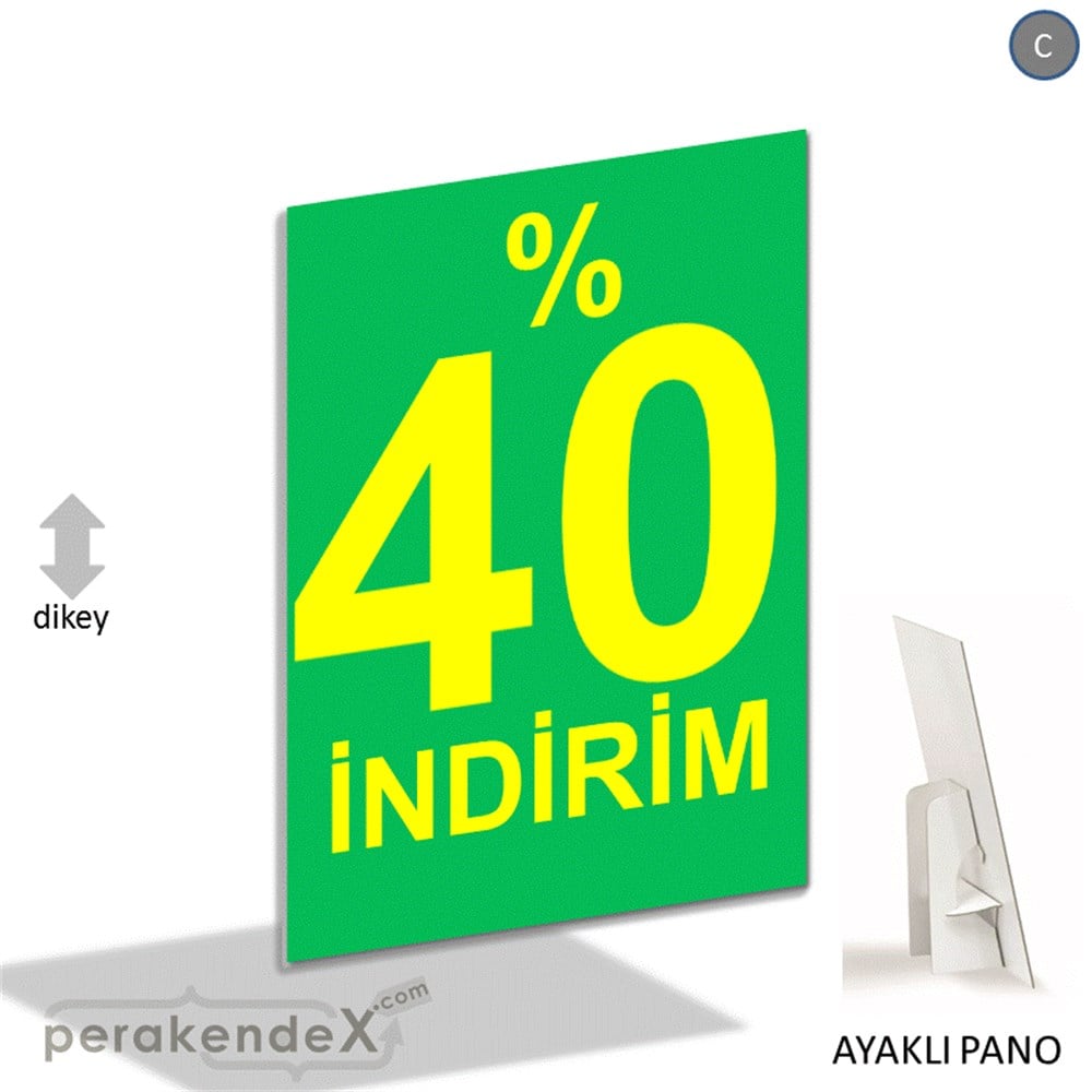 yüzde 40 indirim AYAKLI REKLAM PANOSU -dikdörtgen,tek yön baskı