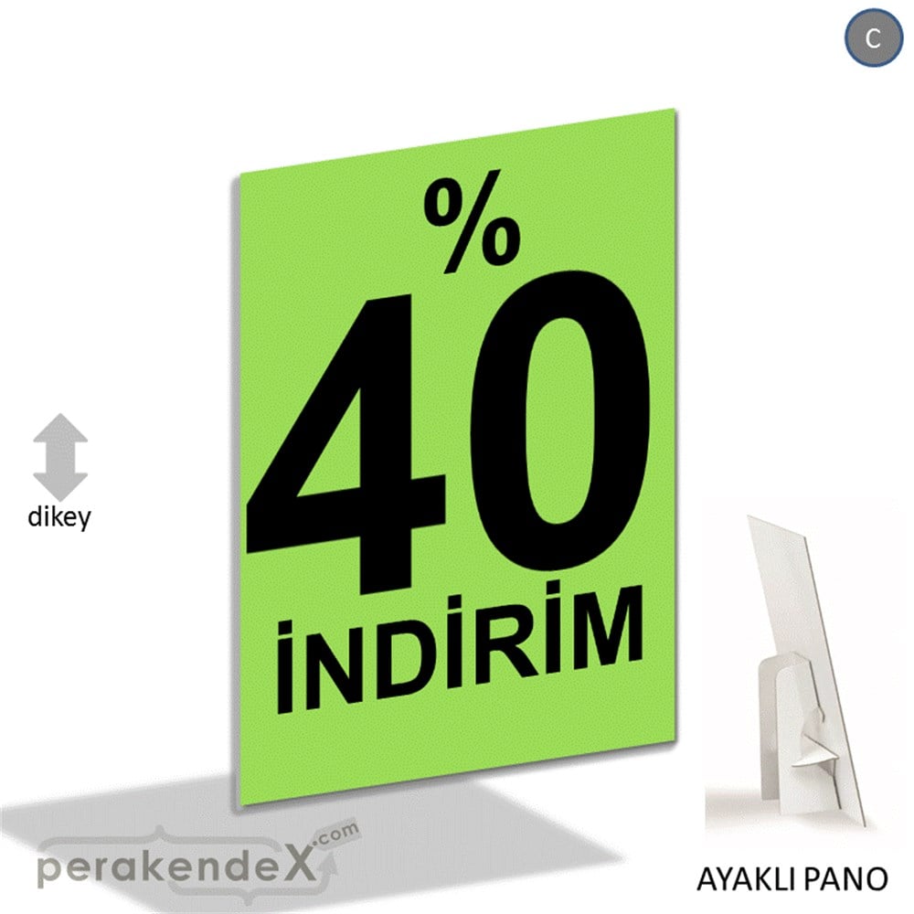 yüzde 40 indirim AYAKLI REKLAM PANOSU -dikdörtgen,tek yön baskı