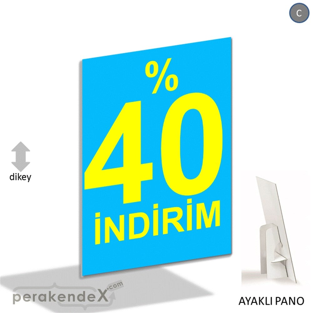 yüzde 40 indirim AYAKLI REKLAM PANOSU -dikdörtgen,tek yön baskı