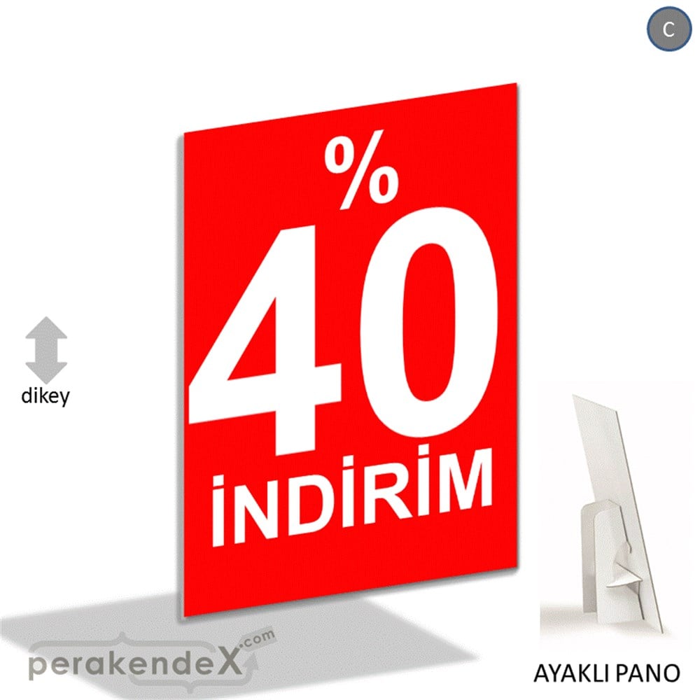 yüzde 40 indirim AYAKLI REKLAM PANOSU -dikdörtgen,tek yön baskı