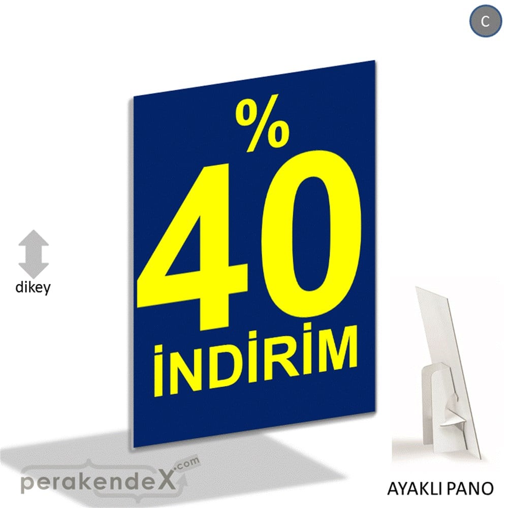 yüzde 40 indirim AYAKLI REKLAM PANOSU -dikdörtgen,tek yön baskı