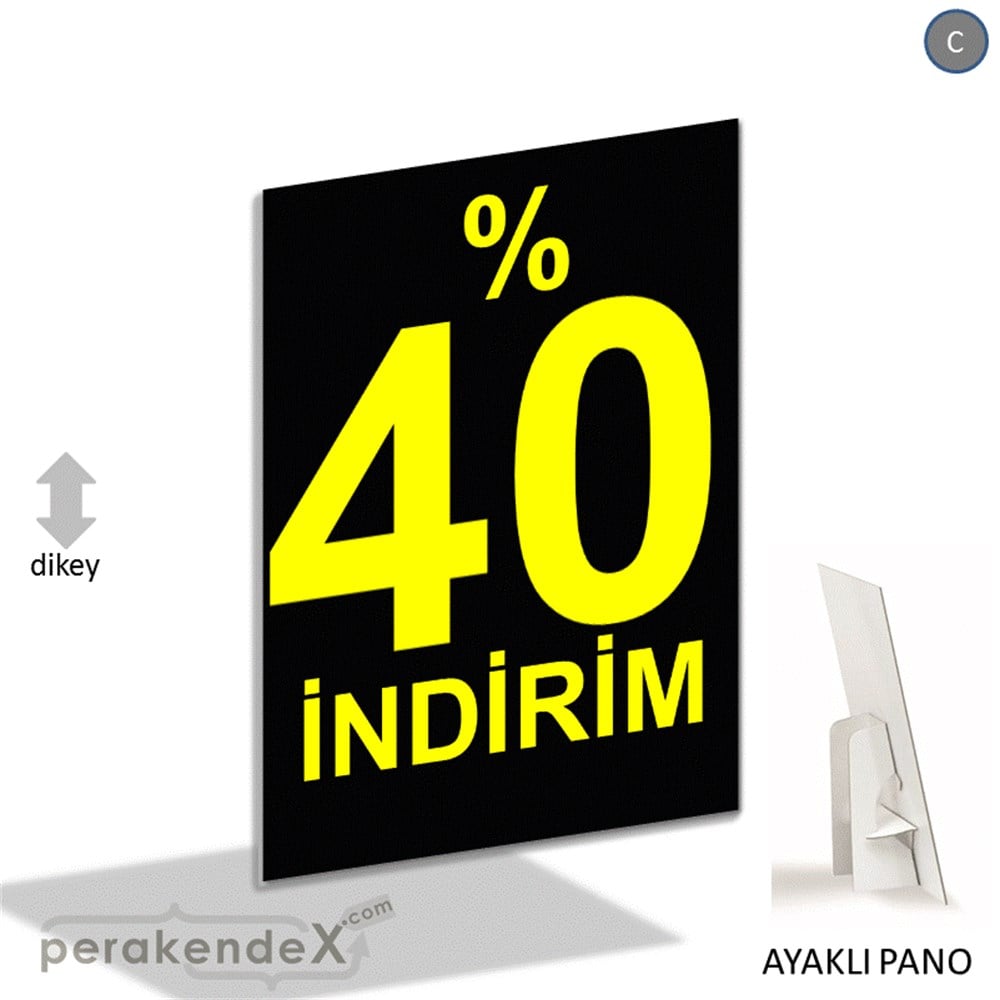 yüzde 40 indirim AYAKLI REKLAM PANOSU -dikdörtgen,tek yön baskı