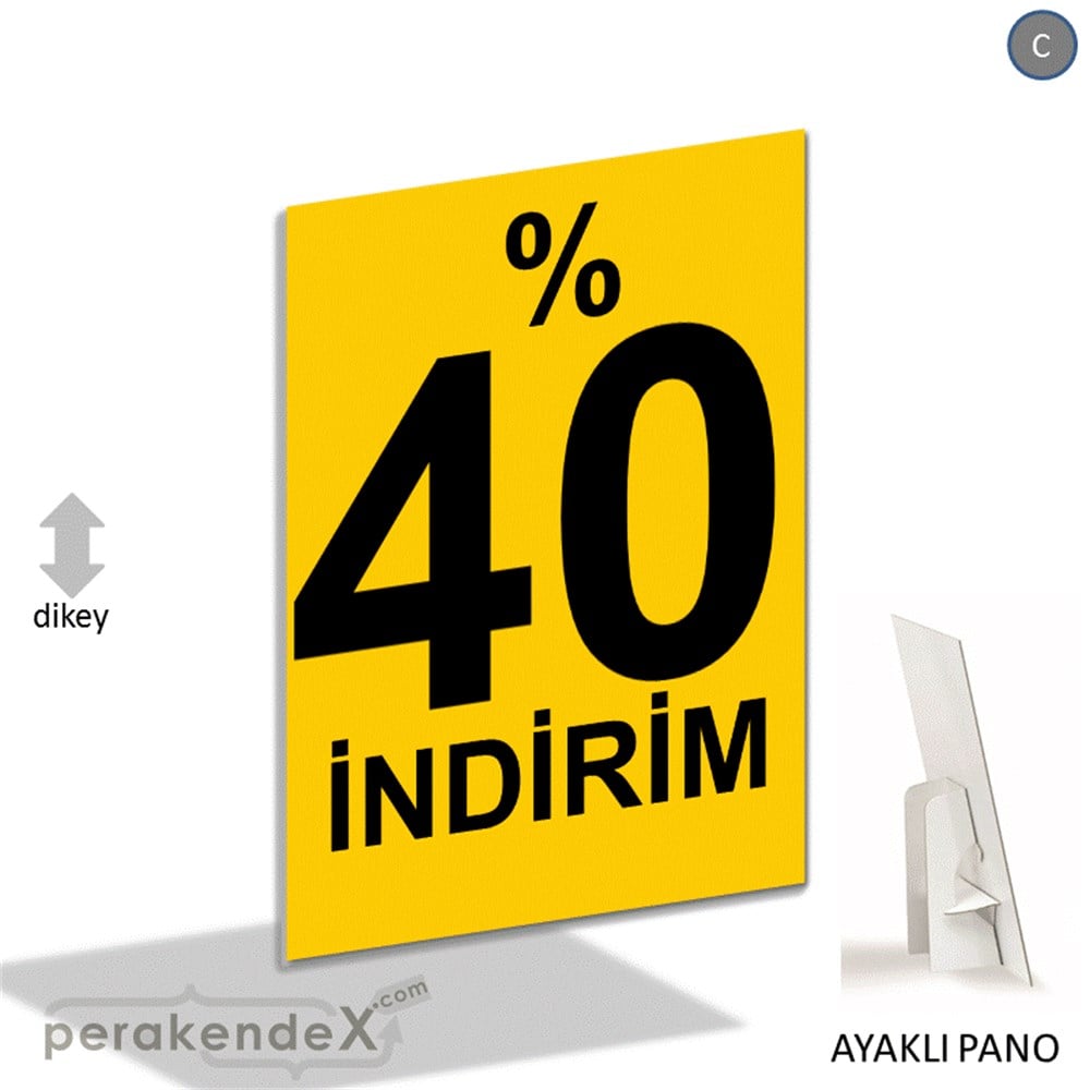 yüzde 40 indirim AYAKLI REKLAM PANOSU -dikdörtgen,tek yön baskı