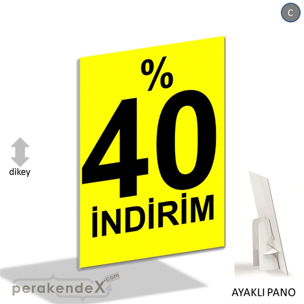yüzde 40 indirim AYAKLI REKLAM PANOSU -dikdörtgen,tek yön baskı