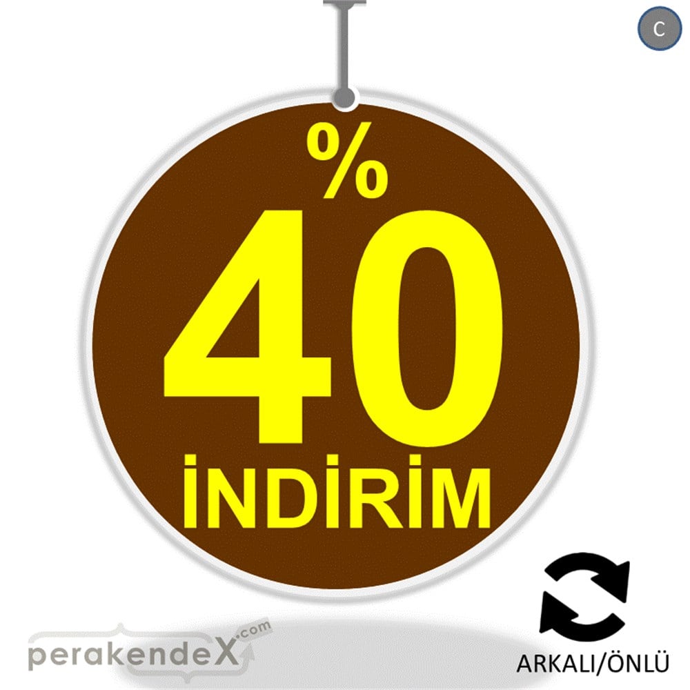yüzde 40 indirim DÖNKARTI -oval,çift yön baskı