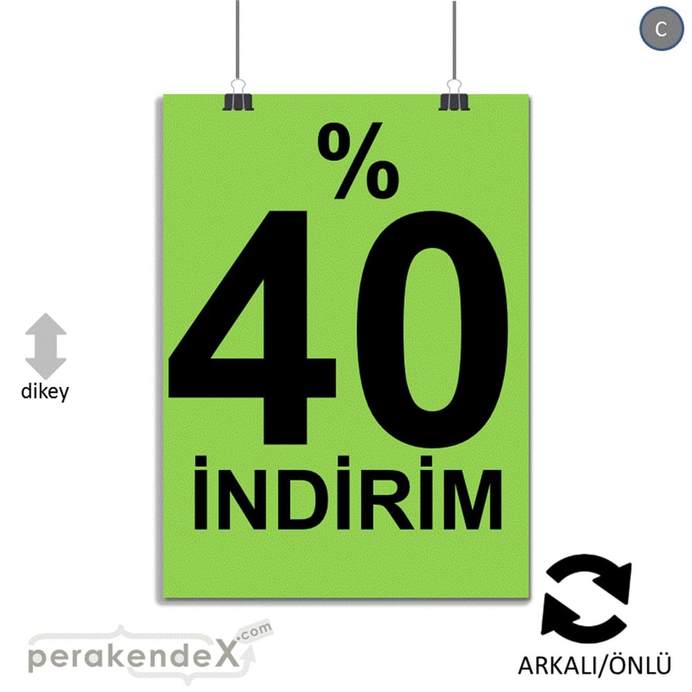 yüzde 40 indirim POSTERİ -dikdörtgen,çift yön baskı