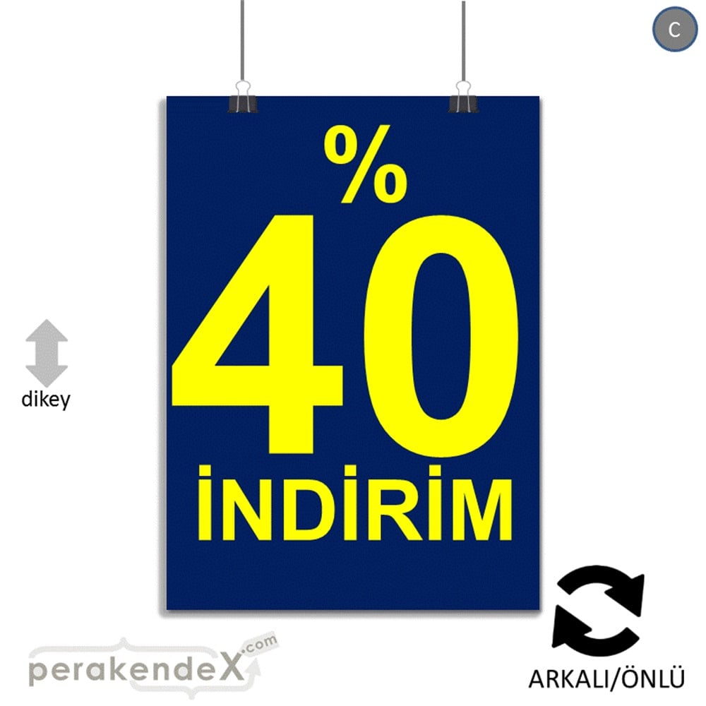 yüzde 40 indirim POSTERİ -dikdörtgen,çift yön baskı