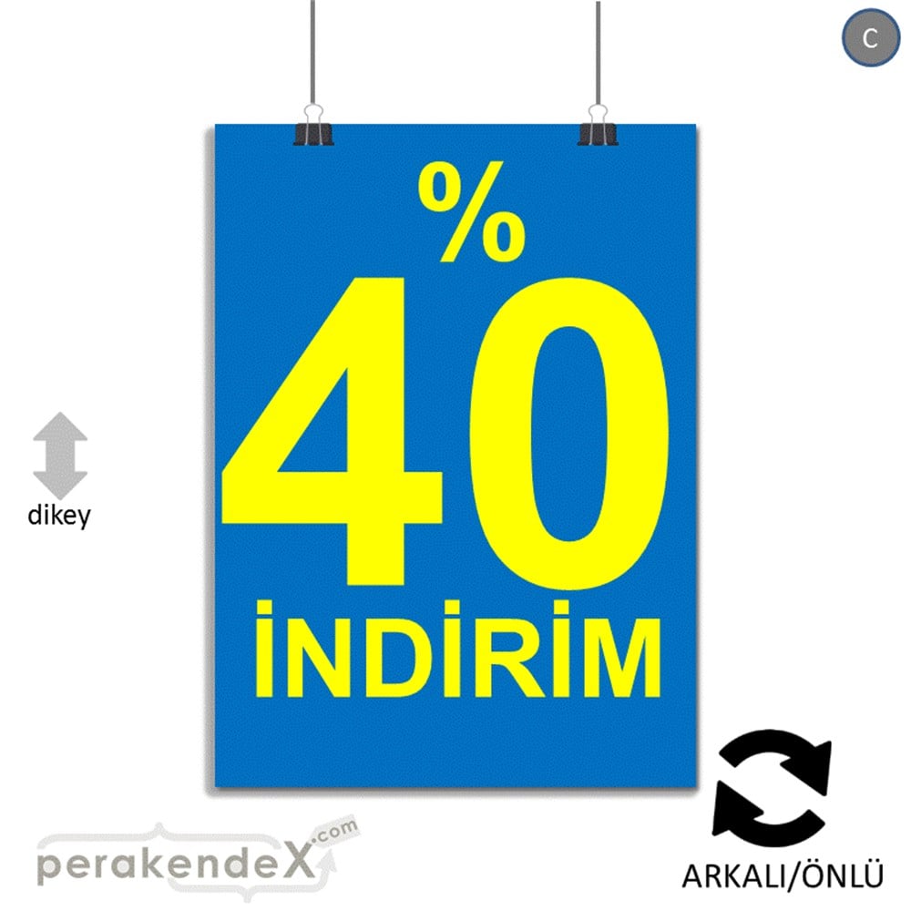 yüzde 40 indirim POSTERİ -dikdörtgen,çift yön baskı