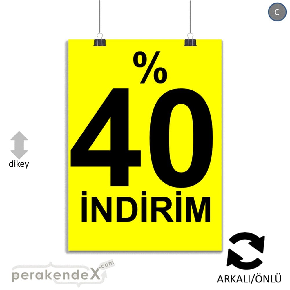 yüzde 40 indirim POSTERİ -dikdörtgen,çift yön baskı