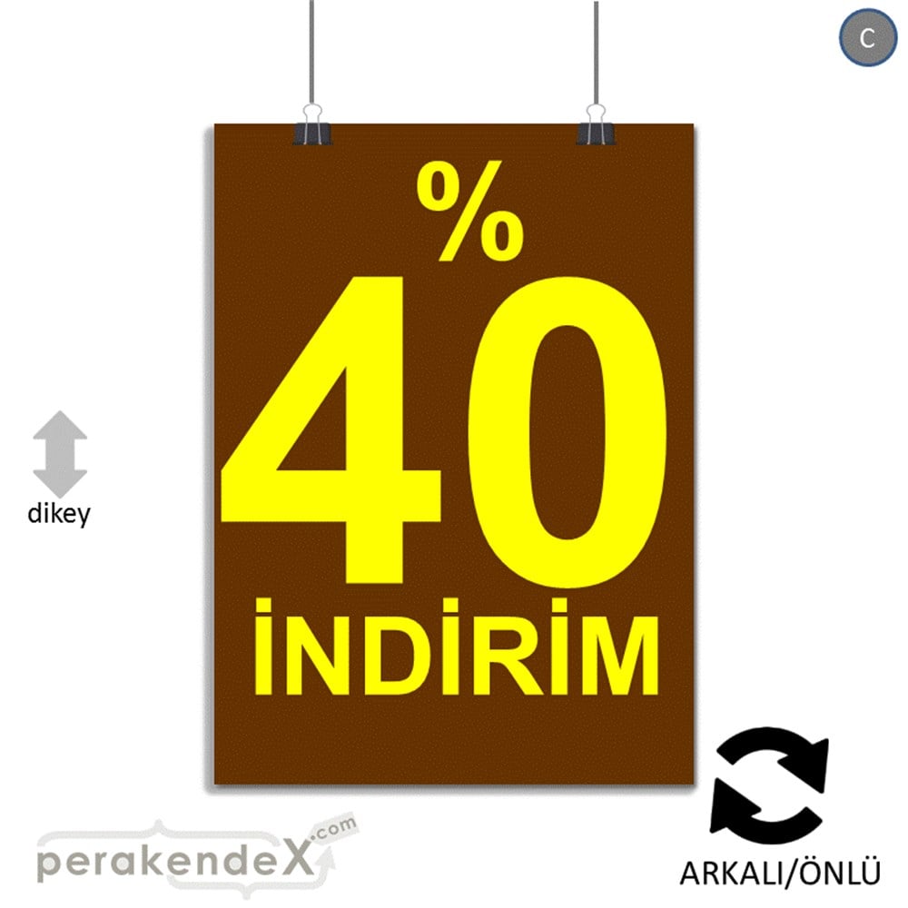 yüzde 40 indirim POSTERİ -dikdörtgen,çift yön baskı