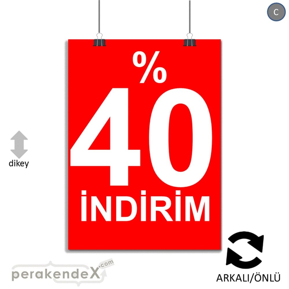 yüzde 40 indirim POSTERİ -dikdörtgen,çift yön baskı