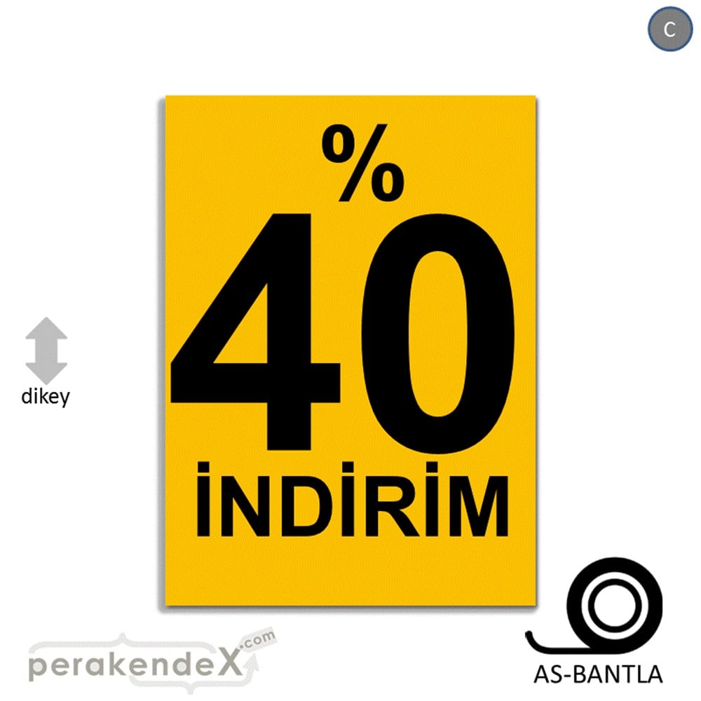 yüzde 40 indirim POSTERİ -dikdörtgen,tek yön baskı